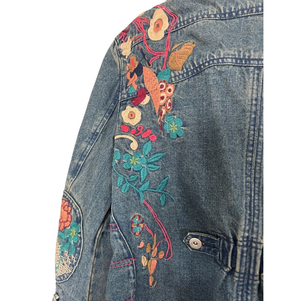 Marc Jacobs Vintage Embroidered Denim Jacket Boho Floral Size 6 - Picture 7 of 9